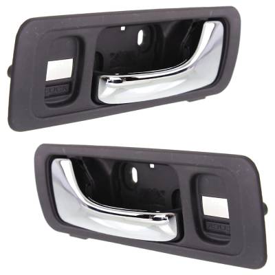 Rareelectrical - Set Of 2 Front Interior Door Handle Compatible With 1996-2004 Acura Rl Gray Bezel Chrome Lever With - Image 3