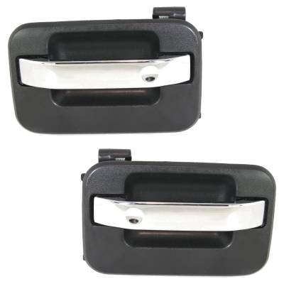 Rareelectrical - Set Of 2 Rear Exterior Door Handle Compatible With 2004-2022 Ford F-150 Chrome Lever With Black - Image 1