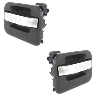 Rareelectrical - Set Of 2 Rear Exterior Door Handle Compatible With 2004-2022 Ford F-150 Chrome Lever With Black - Image 2