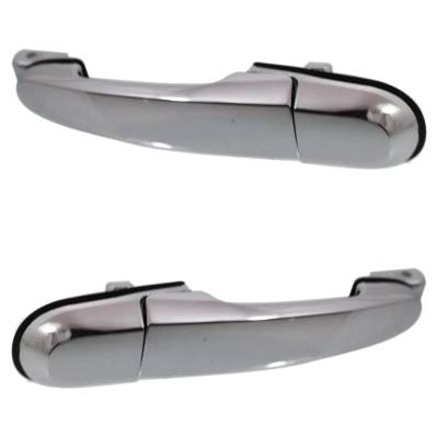 Rareelectrical - Set Of 2 Rear Exterior Door Handle Compatible With 2005-2009 Hyundai Tucson Chrome Without Key Hole - Image 2
