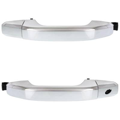 Front Pair Exterior Door Handle Compatible With 2014-2022 Chevrolet Silverado Chrome Without Key