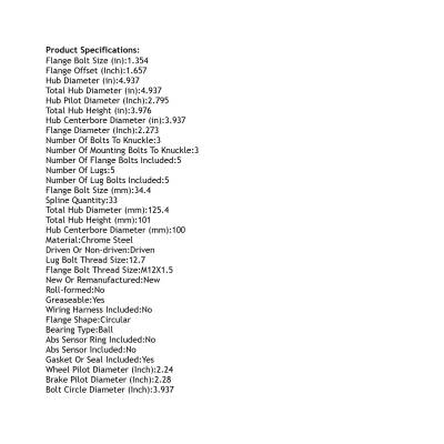 Rareelectrical - Front Wheel Hub Assembly Compatible With Buick Century Skylark Chevy Celebrity Citation Olds Ciera - Image 5