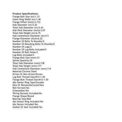 Rareelectrical - Front Wheel Hub Assembly Compatible With Mazda 3 2004-2008 2.0L 2.3L L4 With Abs Encoder 5 Lug - Image 5