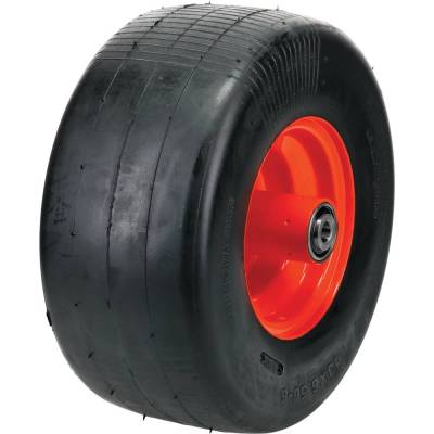 Zero Flat Wheel Assembly 13X6.50-6 Smooth 5/8 Bore 7 Hub Orange Compatible With Bad Boy Pup