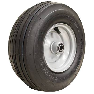 Zero Flat Foam Filled Wheel Assembly 13X5.00-6 Rib 5/8 Bore 3-3/4 Hub Gray Compatible With Dixie