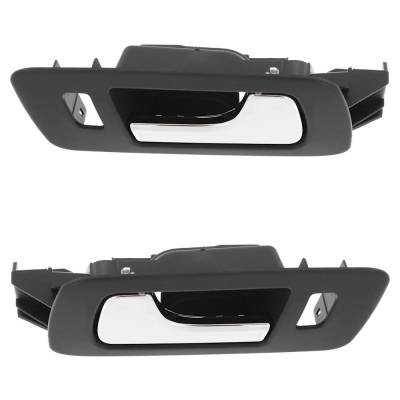 Rareelectrical - Set Of 2 Front Interior Door Handle Fits 2005-2011 Cadillac Sts Beige Bezel Chrome Lever With Lock - Image 4