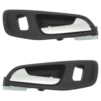 Set Of 2 Front Interior Door Handle Compatible With 2014-2018 Ford Transit Chrome Lever With Black