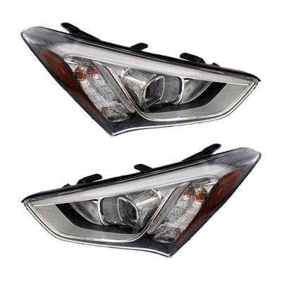 New Pair Of Hid Headlight Compatible With Hyundai Santa Fe Sport Sport 2013-2016 By Part Number