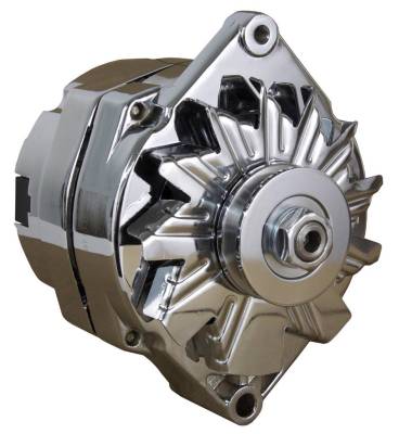 New Chrome Bbc Sbc Chevy Alternator Compatible With 110 Amp 1 Wire Ho Self Exciting Energizing By