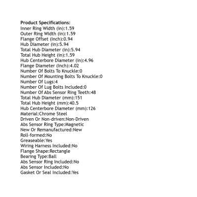 Rareelectrical - Rear Hub Bearing Assembly Compatible With 2008-2021 Audi A4 Quattro Q5 S5 4-Lug Without Abs - Image 4