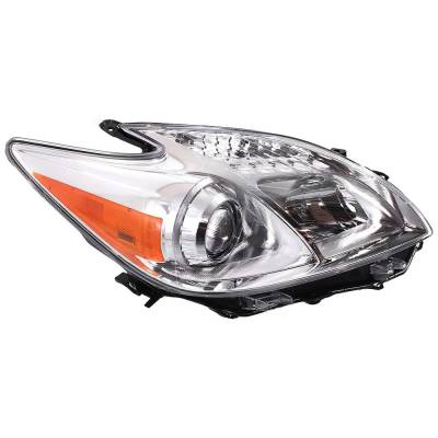 Headlamp Right Passenger Side Compatible With 2012-2015 Toyota Prius Halogen Black Housing Projector
