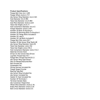 Rareelectrical - Rear Hub Bearing Assembly Compatible With 1996-2005 Toyota Rav4 5-Lug Abs 512212 Bolt-On Direct Fit - Image 4
