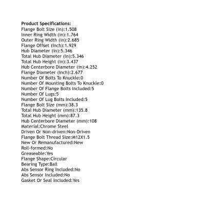 Rareelectrical - Rear Wheel Hub Assembly Compatible With Volvo 740 1988-1991 Volvo 760 1988-1990 5 Lug Non-Abs - Image 4