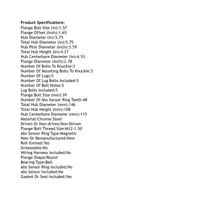 Rareelectrical - Rear Hub Bearing Assembly Compatible With 2016-2023 Chevrolet Malibu Buick Lacrosse Envision 5-Lug - Image 5