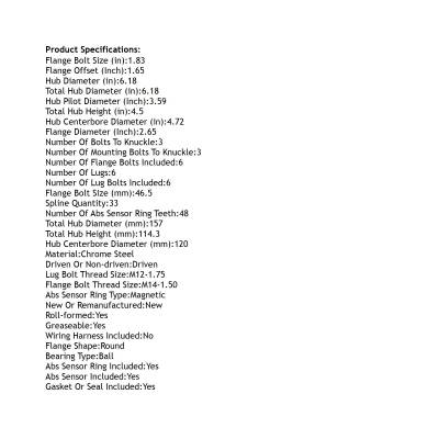 Rareelectrical - Front Hub Bearing Assembly Compatible With 2019-2023 Chevrolet Blazer 6-Lug Abs 13526554 13536583 - Image 4