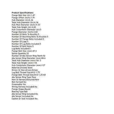 Rareelectrical - Front Hub Bearing Assembly Compatible With 2018-2024 Jeep Wrangler Gladiator 5-Lug Without Abs - Image 5