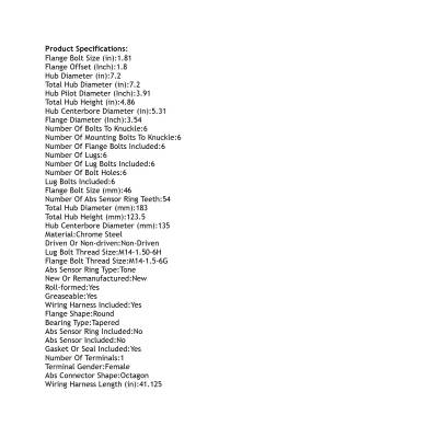 Rareelectrical - Rear Hub Bearing Assembly Compatible With 2018-2022 Ford Expedition Platinum F-150 6-Lug Without Abs - Image 5