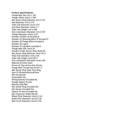 Rareelectrical - Rear Wheel Hub Assembly Compatible With Dodge Neon 1995-1997 Plymouth Neon 1995 2.0L L4 With Abs - Image 5