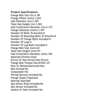 Rareelectrical - Rear Wheel Hub Assembly Compatible With Acura Nsx 1991-2005 3.0L 3.2L V6 Vtec 4 Lug M10x1.25 Non-Abs - Image 4