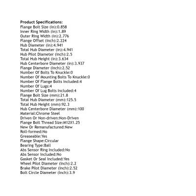 Rareelectrical - Rear Wheel Hub Assembly Compatible With Mitsubishi Mirage 1997-1999 1.5L 1.8L L4 Non-Abs 4 Lug - Image 5