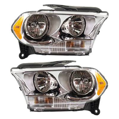 New Pair Of Halogen Headlight Compatible With Dodge Durango Sport Utility 2011-2013 By Part Number