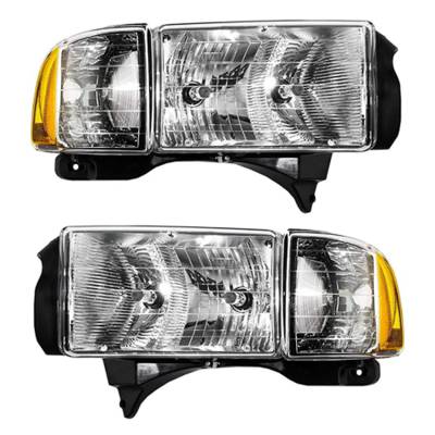 Rareelectrical - New Pair Of Halogen Headlights Compatible With Dodge Ram 1500 Sport Standard Cab Pickup 1999 2000 - Image 1