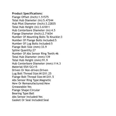 Rareelectrical - Front Hub Bearing Assembly Compatible With 2019-2024 Kia Forte5 Niro Hyundai Elantra N Abs 51730 - Image 4