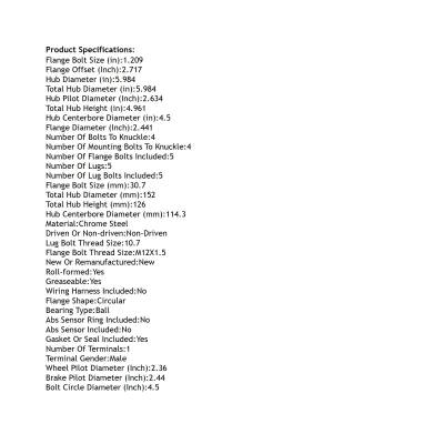 Rareelectrical - Rear Wheel Hub Assembly Compatible With Toyota Rav4 1996-2003 2.0L 2.4L L4 Non-Abs 5 Lug 4 Bolt To - Image 5