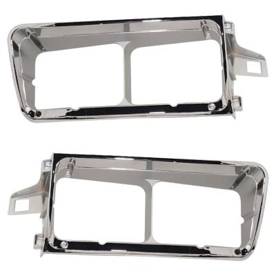 New Pair Of Headlight Bezel Compatible With Freightliner Fld120 Fld12066s 6 Cyl 12.7L Fld120