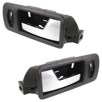 Rareelectrical - Front Pair Interior Door Handle Compatible With 2005-2014 Ford Mustang Black Bezel With Silver Lever - Image 2