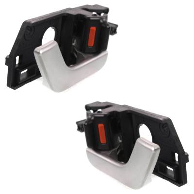 Rareelectrical - Front Pair Interior Door Handle Compatible With 2003-2008 Hyundai Tiburon Silver With Lock Button - Image 3