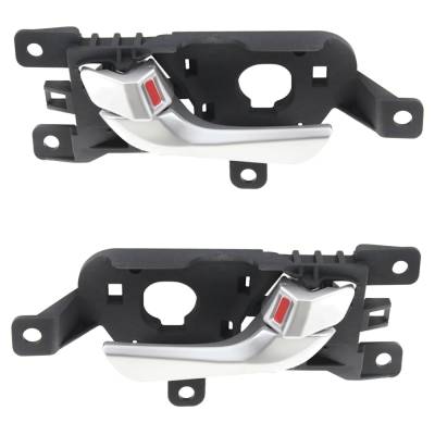 Rear Left And Right Interior Door Handle Compatible With 2013-2019 Hyundai Santa Fe Silver With Lock