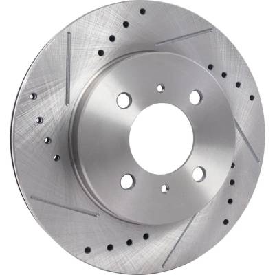 RAREELECTRICAL - New Cross-Drilled And Slotted Brake Disc Compatible With Mitsubishi Mirage De 4 Cyl 1.8L Mirage Ls 4 - Image 2