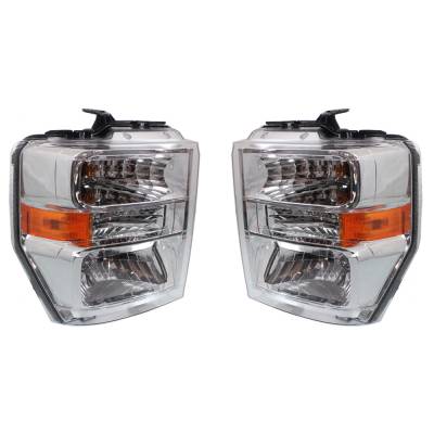 Rareelectrical - New Pair Of Halogen Headlights Compatible With Ford E-450 Super Duty Base Cutaway 2 Door 6.8 2008 - Image 4