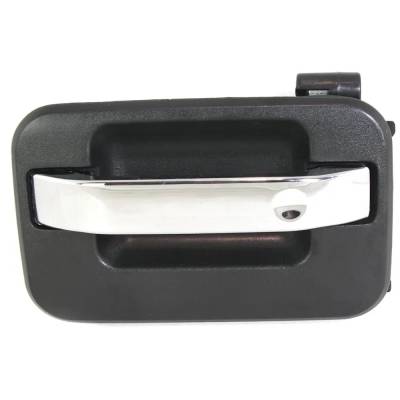 Rear Driver Side Exterior Door Handle Fits 2004-2022 Ford F-150 Chrome Lever With Black Bezel