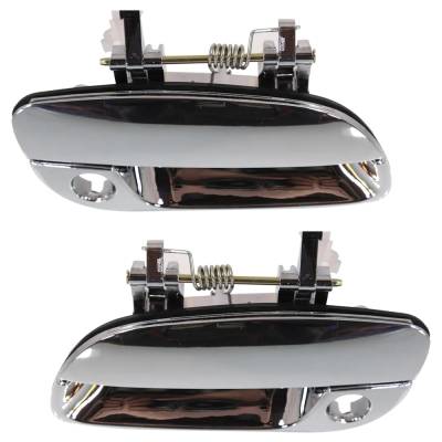 Front Driver And Passenger Side Exterior Door Handle Fits 2001-2006 Hyundai Elantra Chrome With Key