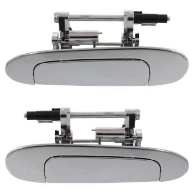 Rear Left And Right Exterior Door Handle Compatible With 2000-2005 Toyota Echo Chrome Without Key