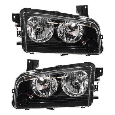 New Pair Of Halogen Headlight Compatible With Dodge Charger Se Sxt 2007-2010 By Part Number