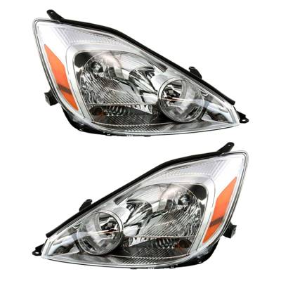 New Pair Of Headlight Compatible With Toyota Sienna Mini Cargo Van 2004-2005 By Part Number