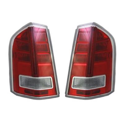 New Chrome Pair Of Tail Lights Compatible With Chrysler 300 2011-3/2012 Ch2801200 Ch2800200