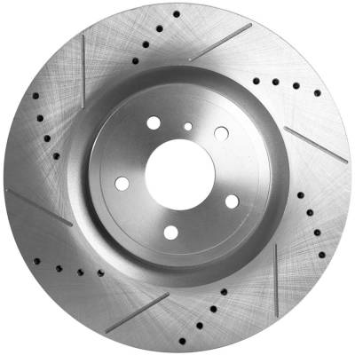 New Cross-Drilled And Slotted Brake Disc Compatible With Infiniti Nissan Q60 Base 6 Cyl 3.7L Q60 Red