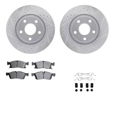 Rareelectrical - New Cross-Drilled Brake Disc And Pad Kit Compatible With Dodge Jeep Grand Cherokee Summit 6 Cyl 3.6L - Image 2