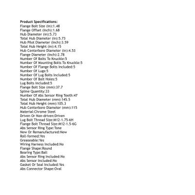 Rareelectrical - Front Hub Bearing Assembly Compatible With 1997-2006 Buick Regal Riviera Lesabre Without Abs - Image 4