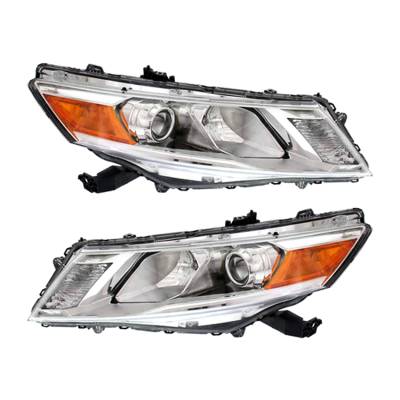 New Pair Of Halogen Headlight Compatible With Honda Crosstour Ex Ex-L Hatchback 2013-2015 By Part