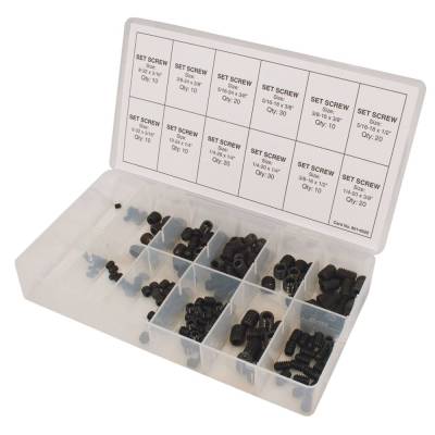 Rareelectrical - Set Screw Kit 200 Pieces 12 Sizes Cup Point Hex Socket 6-32 To 3/8-24 For Lawn Mower Tractor - Image 1