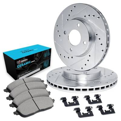 New Cross-Drilled Brake Disc And Pad Kit Compatible With Hyundai Kia Rio Lx 4 Cyl 1.6L Accent Gl 4