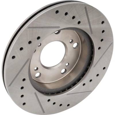 RAREELECTRICAL - New Cross-Drilled Brake Disc Compatible With Acura Honda Civic Hybrid 4 Cyl 1.3L Civic Ex 4 Cyl 1.8L - Image 2