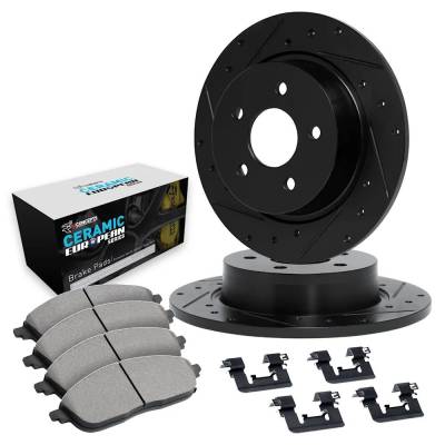 Rareelectrical - New Black Brake Disc And Pad Kit Compatible With Jaguar Vanden Plas Majestic 6 Cyl 4.0L Xj12 Base 12 - Image 2