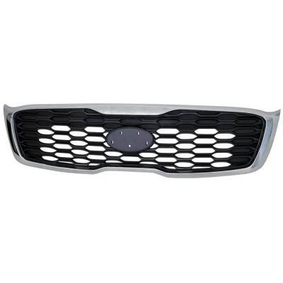 New Chrome Shell Grille Assembly Compatible With Kia Sorento S 6 Cyl 3.3L Sorento Ex Premium 6 Cyl