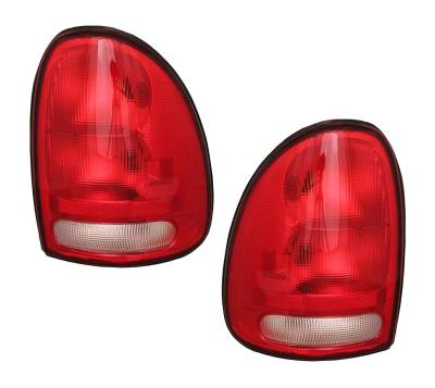 New Pair Of Tail Lights Compatible With Plymouth Voyager 1996-2000 Ch2801125 4576244 4576245